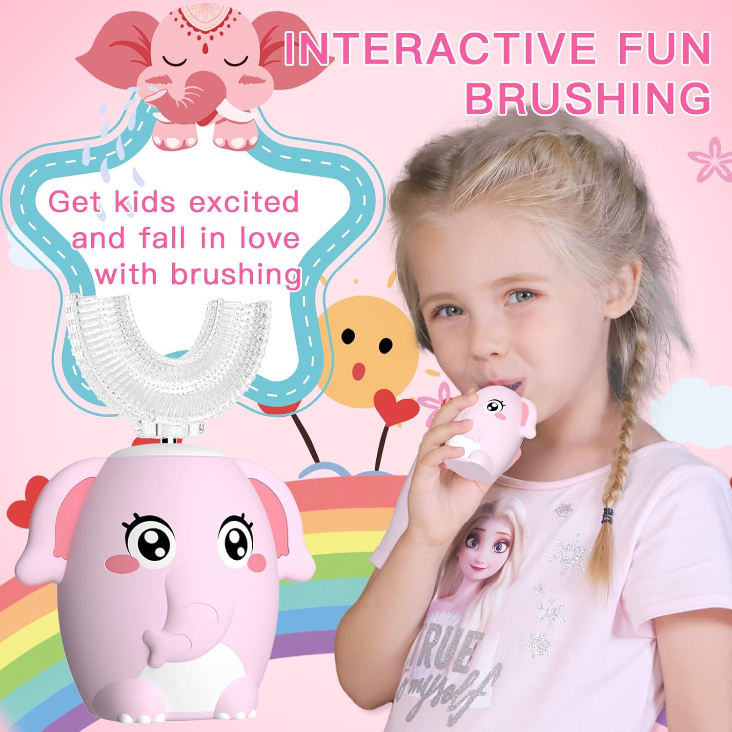 Pink Elephant (Age 2-7) - 360 UltraSonic Electric Toothbrush