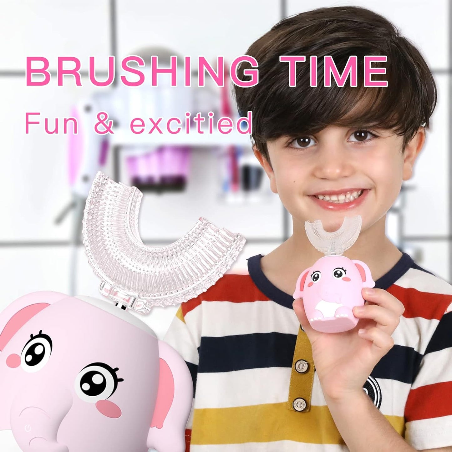 Pink Elephant (Age 2-7) - 360 UltraSonic Electric Toothbrush