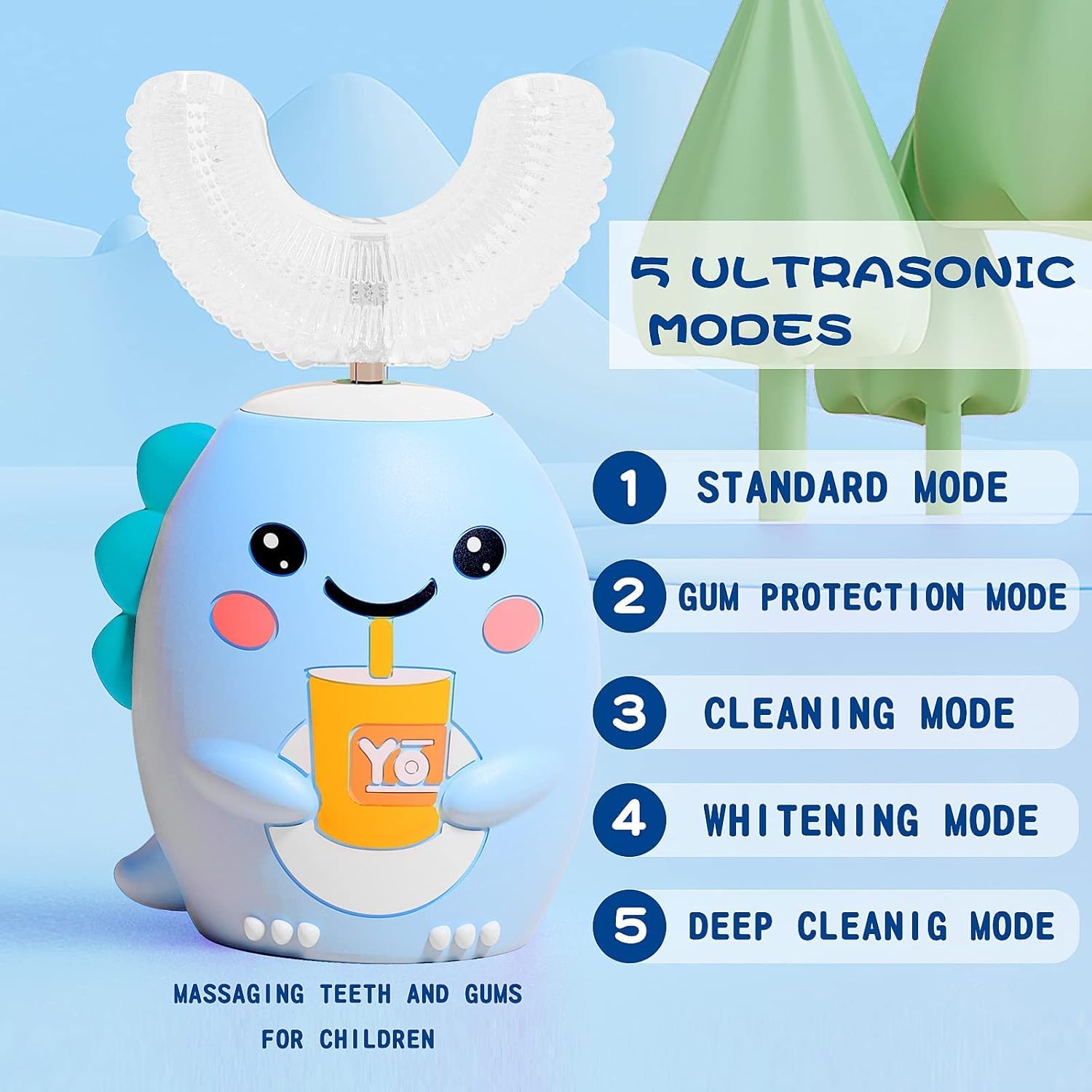 Blue Dinosaur (Age 2-7) - 360 UltraSonic Electric Toothbrush