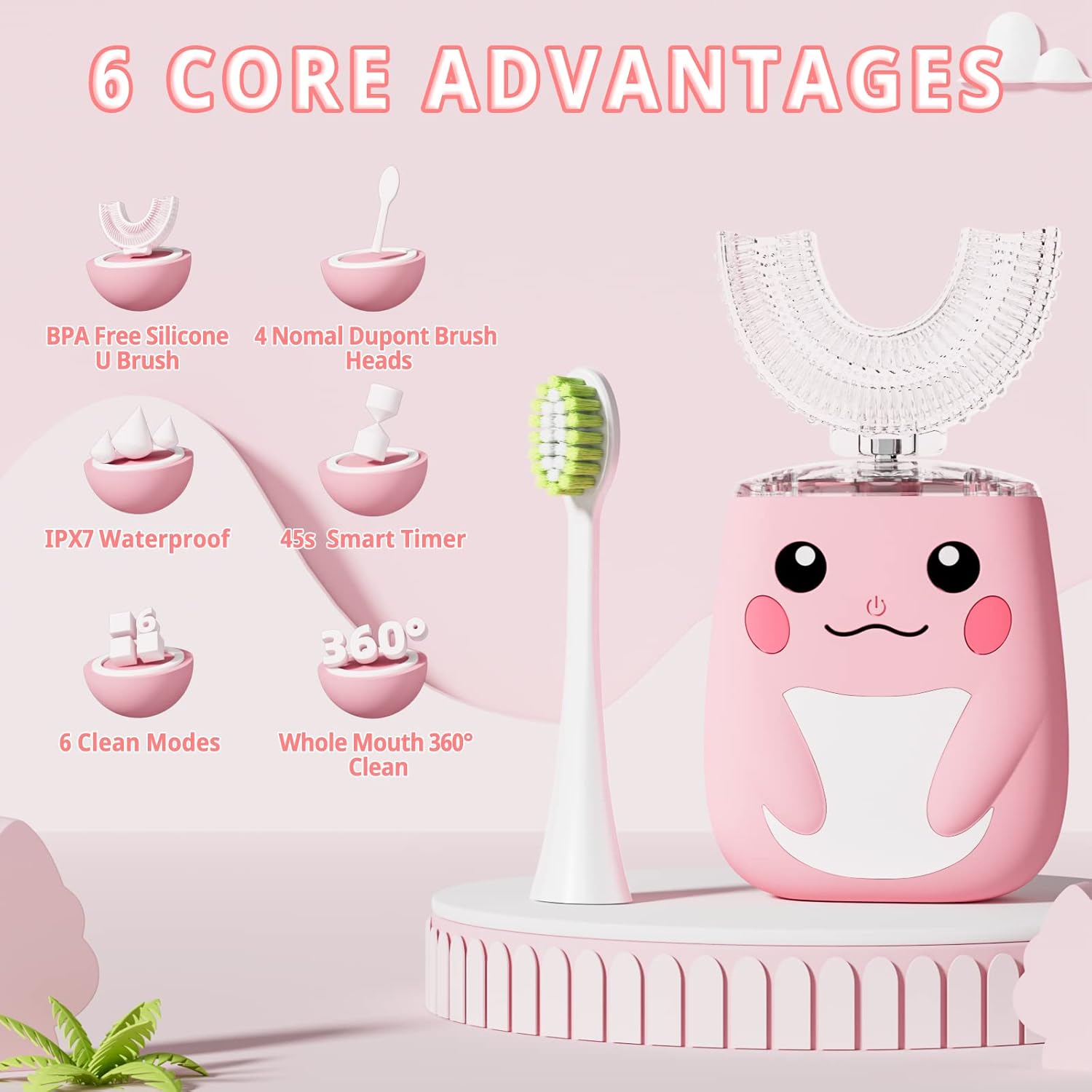 Pink Dolphin/Shark (Age 8-14) - 360 UltraSonic Electric Toothbrush