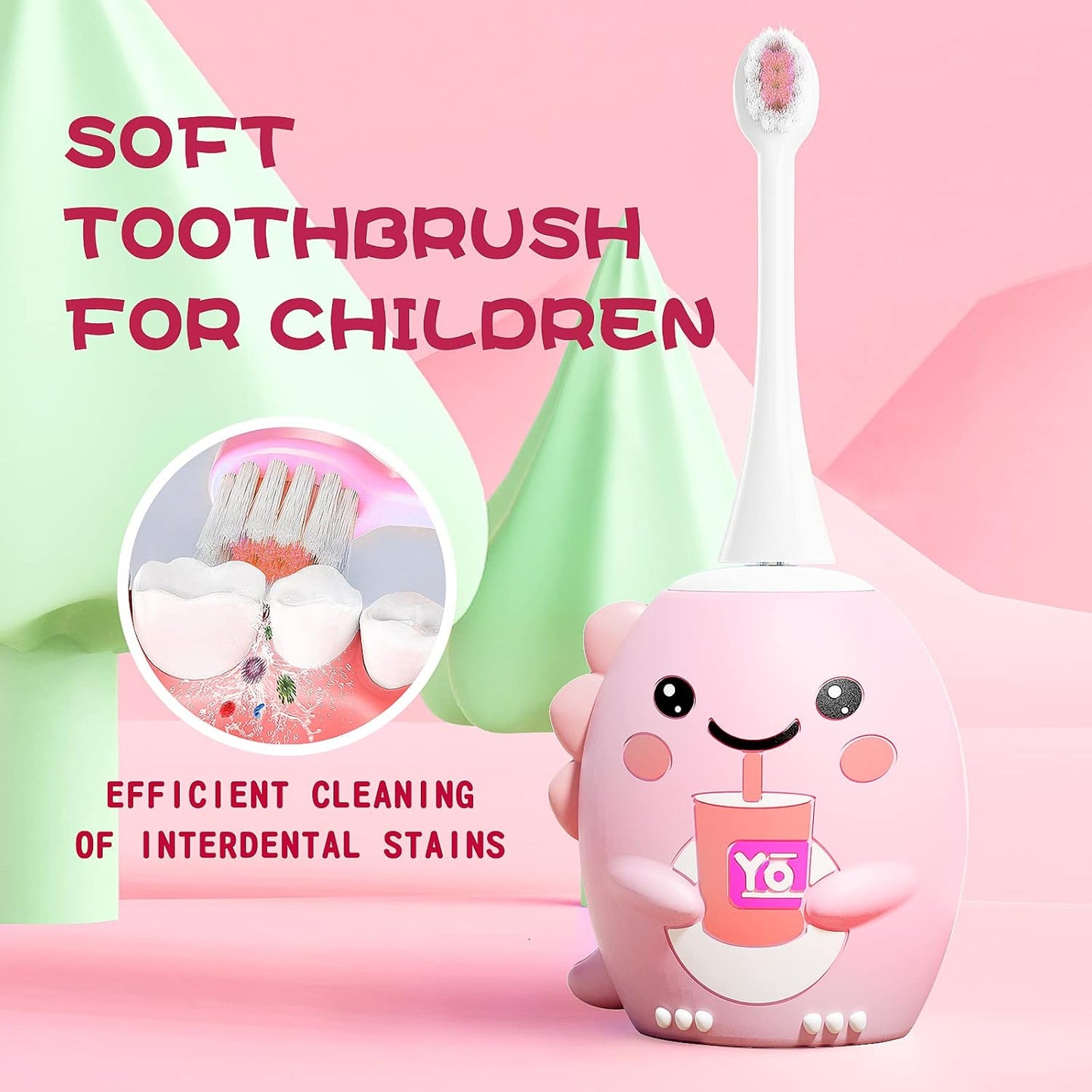 Pink Dinosaur (Age 8-14) - 360 UltraSonic Electric Toothbrush