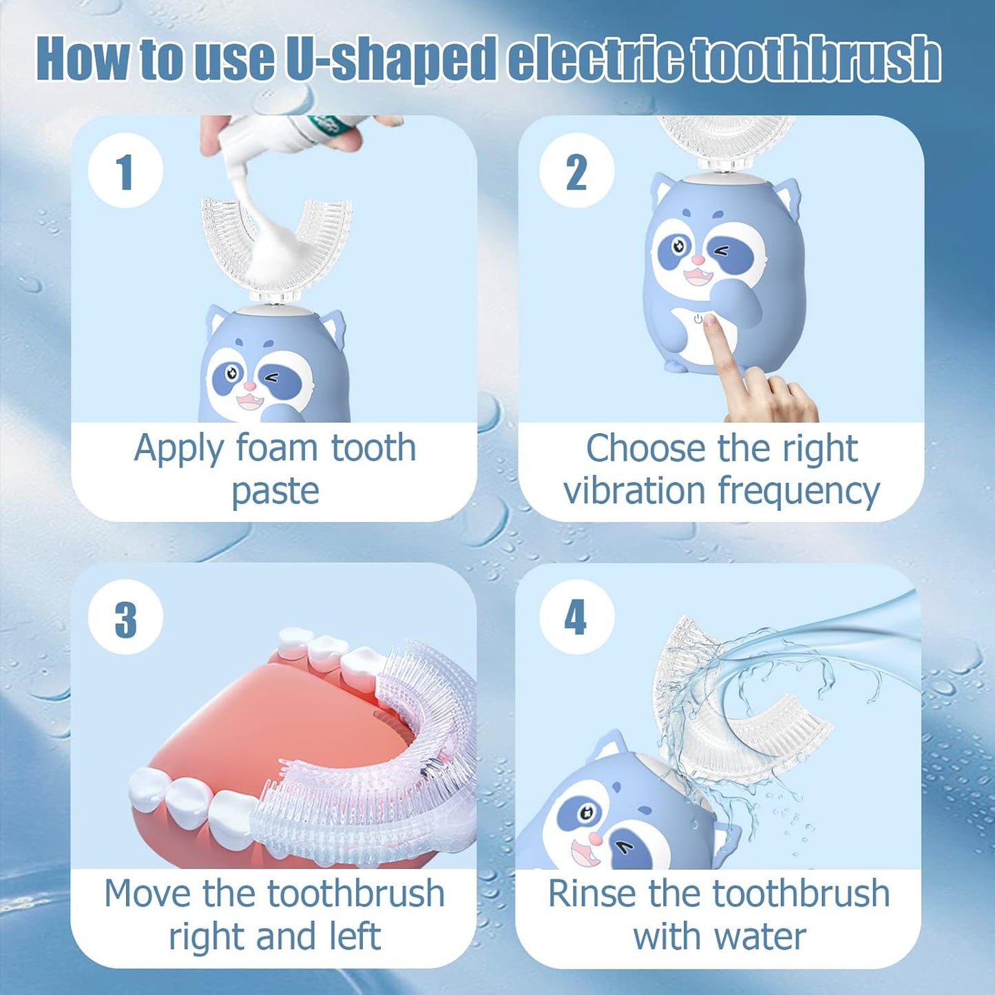 Blue Raccoon (Age 2-7) - 360 UltraSonic Electric Toothbrush