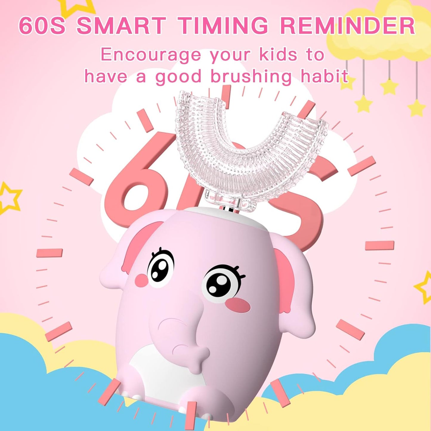 Pink Elephant (Age 2-7) - 360 UltraSonic Electric Toothbrush